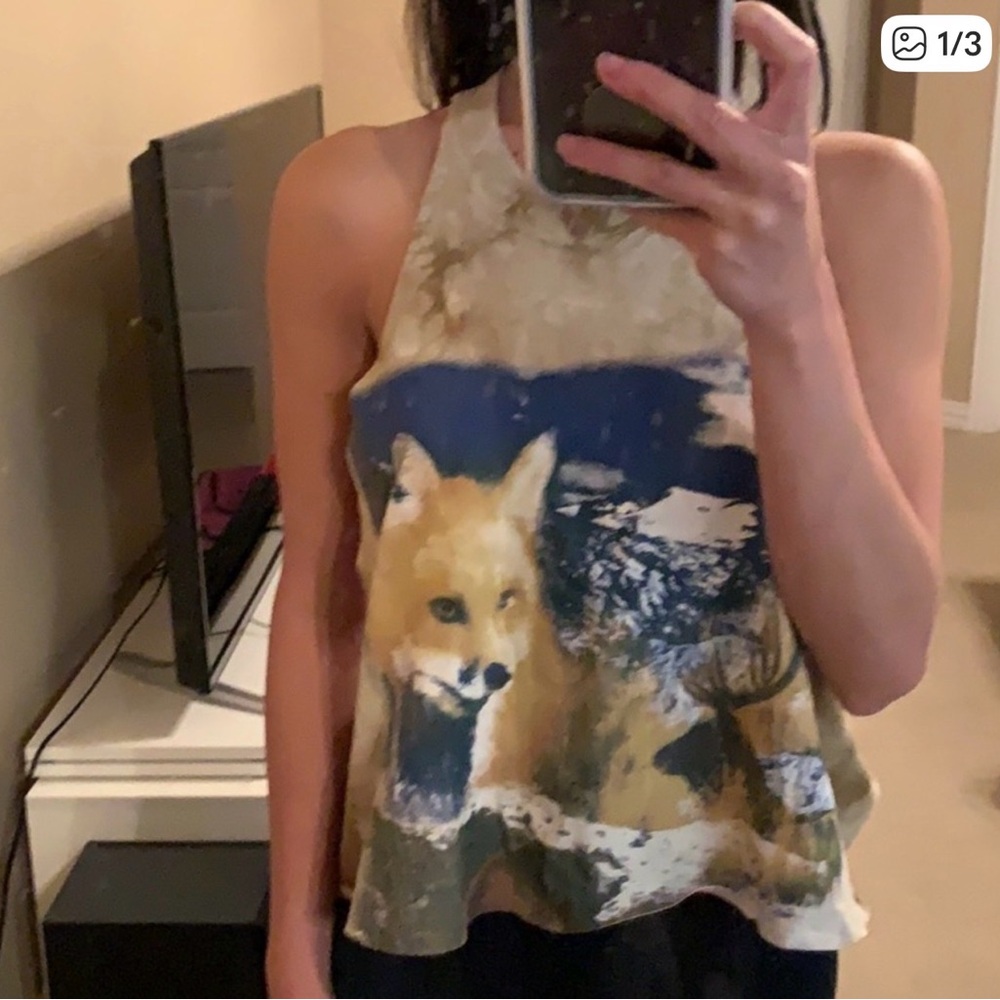 FUrst of  kind Fox Graphic Halter Tank Top xs
